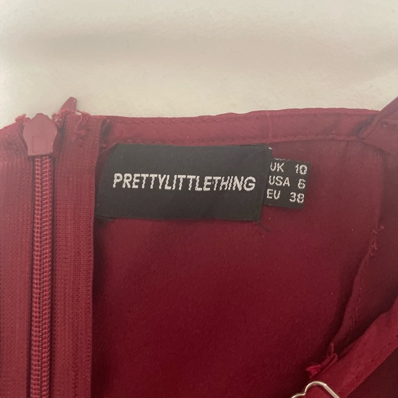 Burgundy Strappy Satin Cowl Midi Dress Size 6. Worn once. - Picture 2 of 3